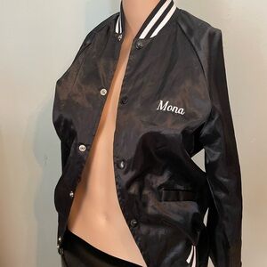 Black Satin Bomber Jacket